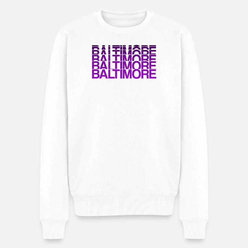Lettrage Baltimore USA - Pull Premium bio Homme - blanc