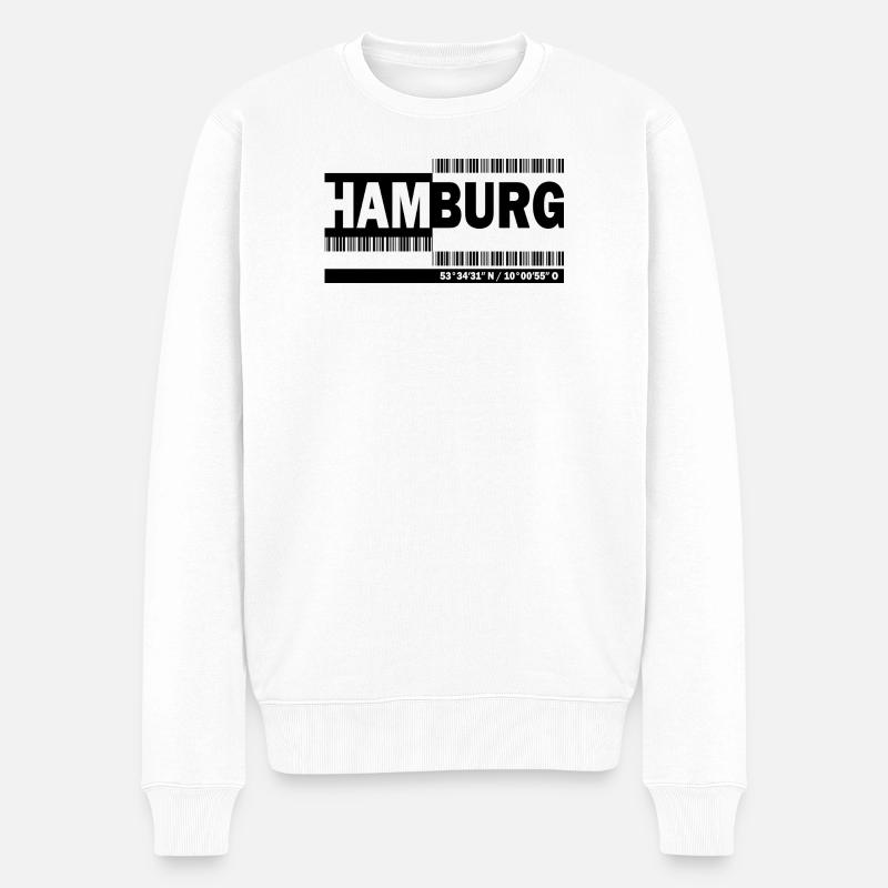 HAMBURG - Barcode - Männer Premium Bio Pullover - Weiß