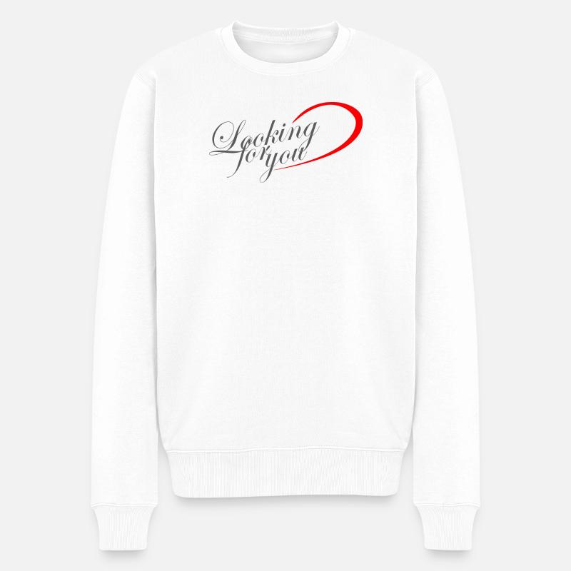 Looking for you - Männer Premium Bio Pullover - Weiß