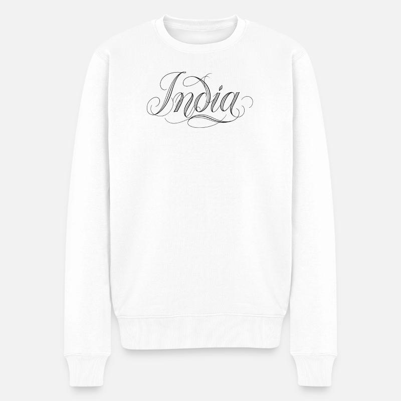 India - Männer Premium Bio Pullover - Weiß