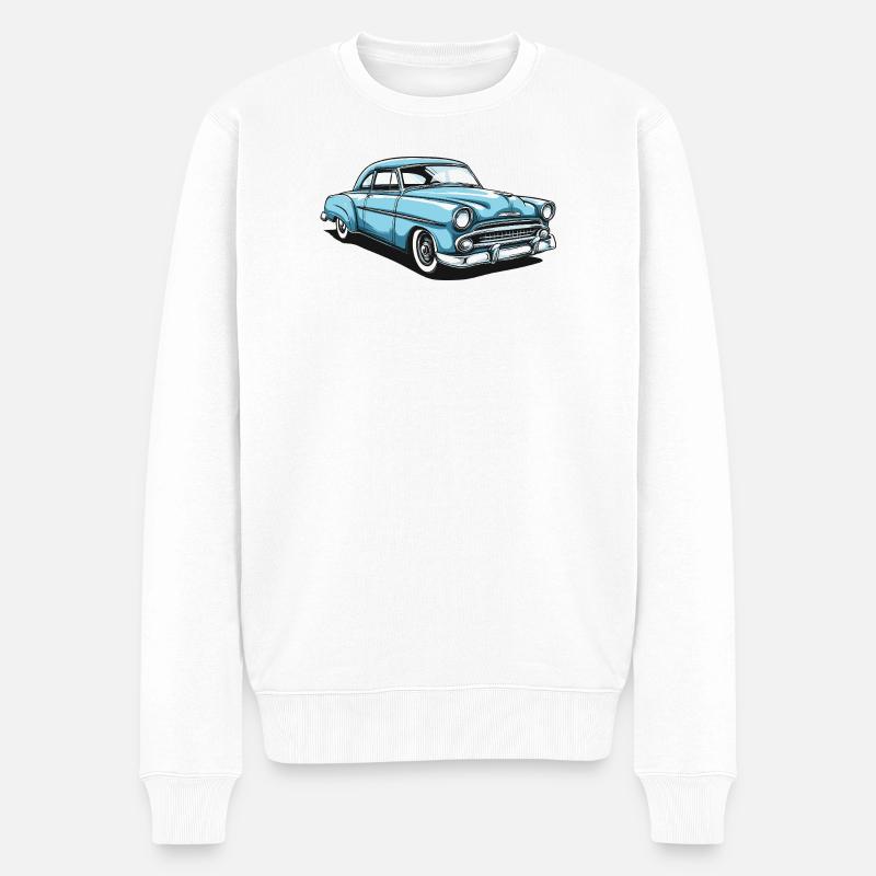 Nostalgisches Retro-Auto Design - Männer Premium Bio Pullover - Weiß