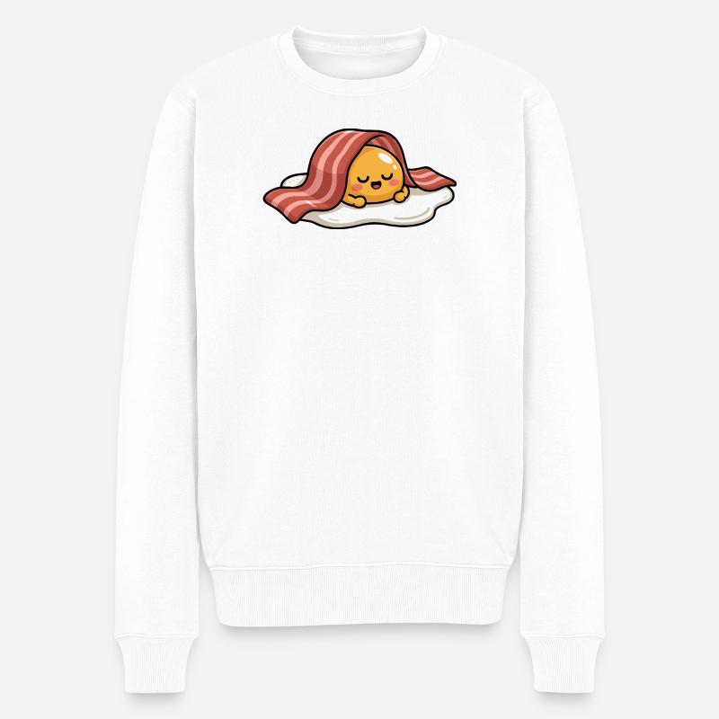 Sleeping Egg with Bacon Cartoon - Männer Premium Bio Pullover - Weiß