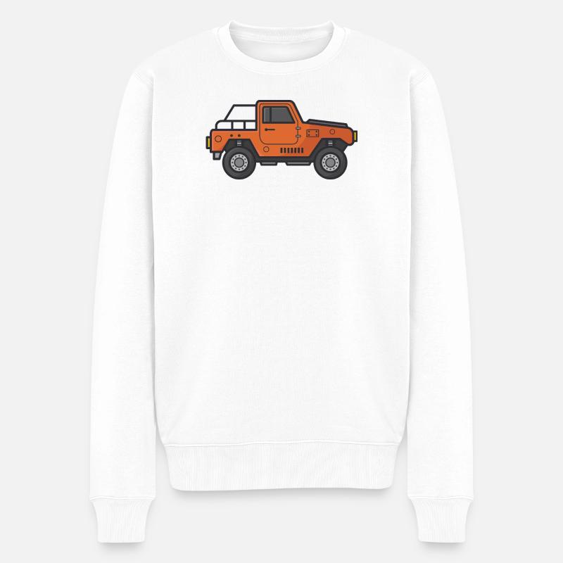 Jeep-Karikatur - Männer Premium Bio Pullover - Weiß