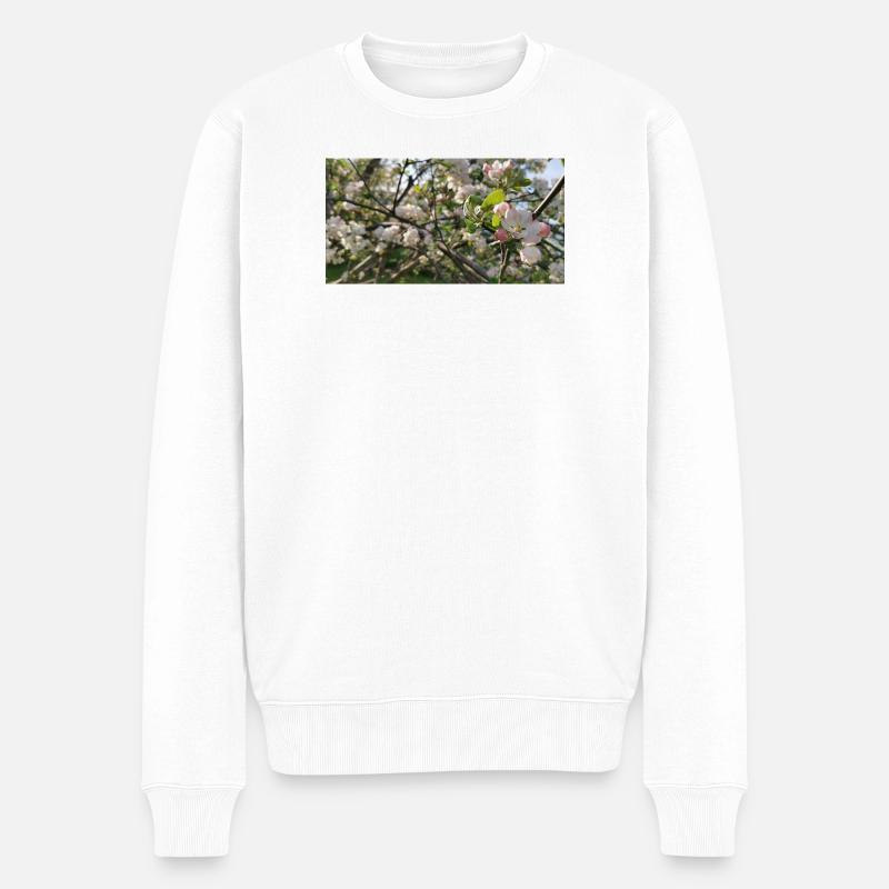 Branches de cerisier en fleurs Printemps - Pull Premium bio Homme - blanc