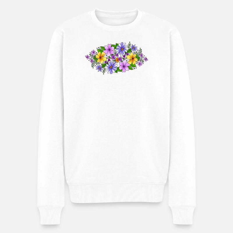 Blumen - Männer Premium Bio Pullover - Weiß