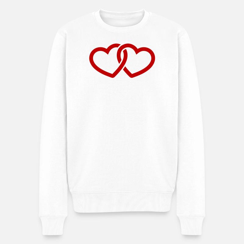 Herzen Verliebt Symbol - Männer Premium Bio Pullover - Weiß