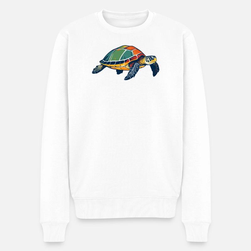 Bunte Meeresschildkröte Pop-Art - Männer Premium Bio Pullover - Weiß
