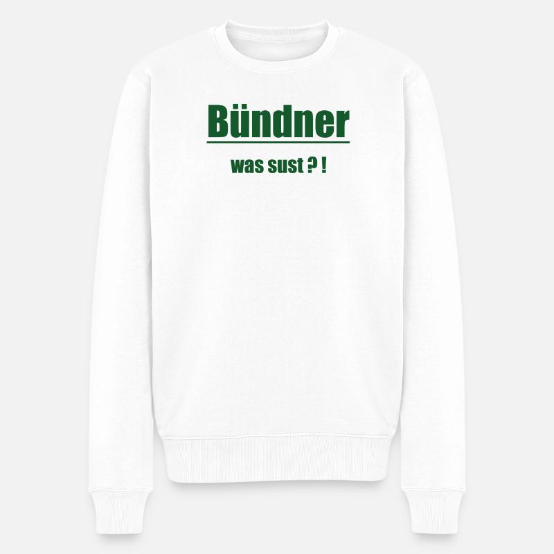 Bündner Wortwitz Grün Graphic - Männer Premium Bio Pullover - Weiß