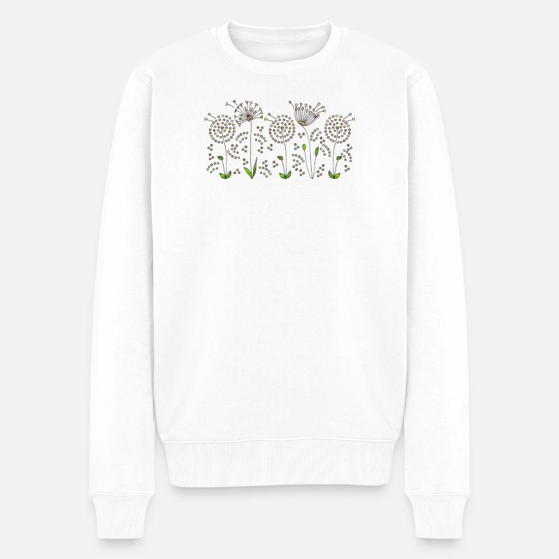 Blumen - Männer Premium Bio Pullover - Weiß