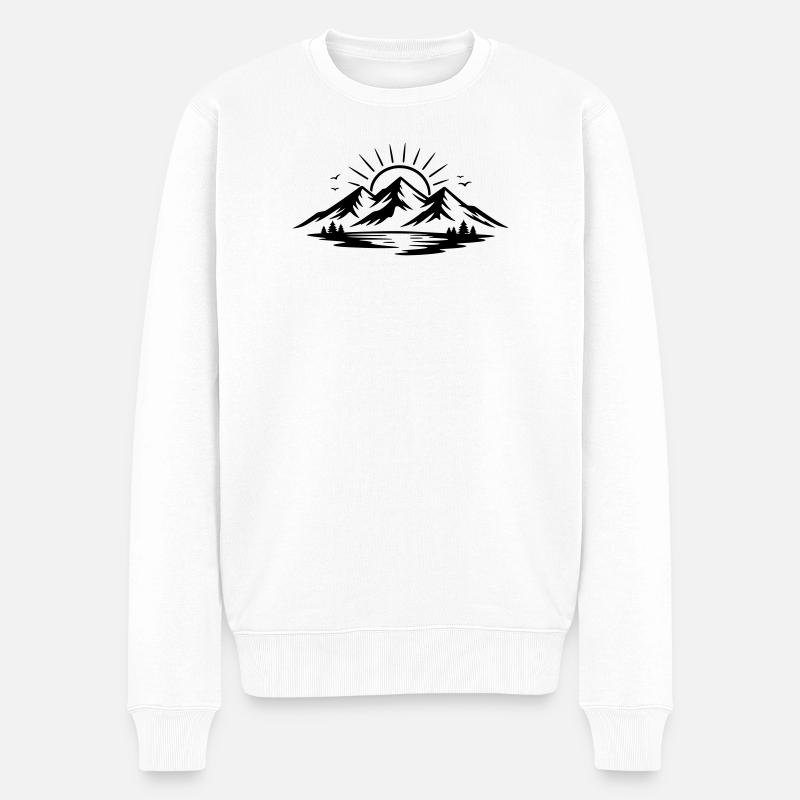 Berglandschaft  - Männer Premium Bio Pullover - Weiß