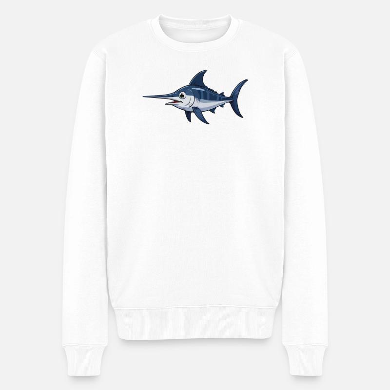 Marlin in Blue – Vector - Men's Premium Organic Jumper - white