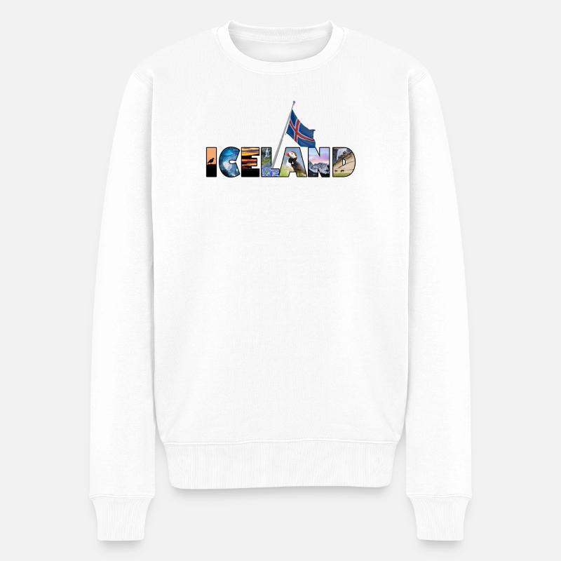 Schriftzug Iceland - Männer Premium Bio Pullover - Weiß