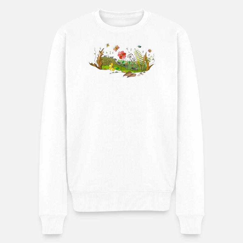 Blumen - Männer Premium Bio Pullover - Weiß