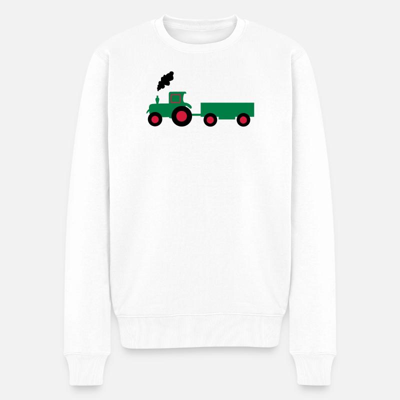traktor trecker anhaenger - Männer Premium Bio Pullover - Weiß