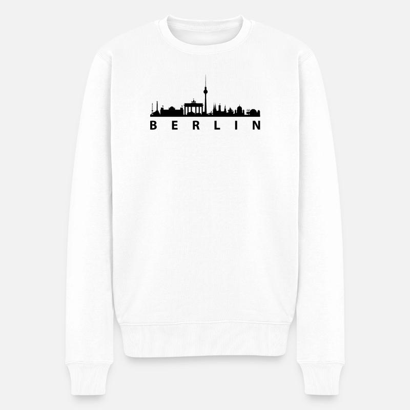 Skyline Berlin - Männer Premium Bio Pullover - Weiß