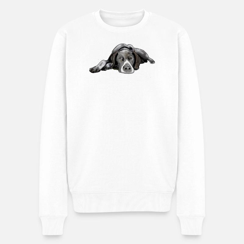 Pointeur German Shorthair - Pull Premium bio Homme - blanc