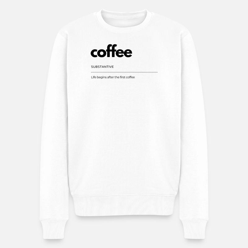 Café – La vie commence après - Pull Premium bio Homme - blanc