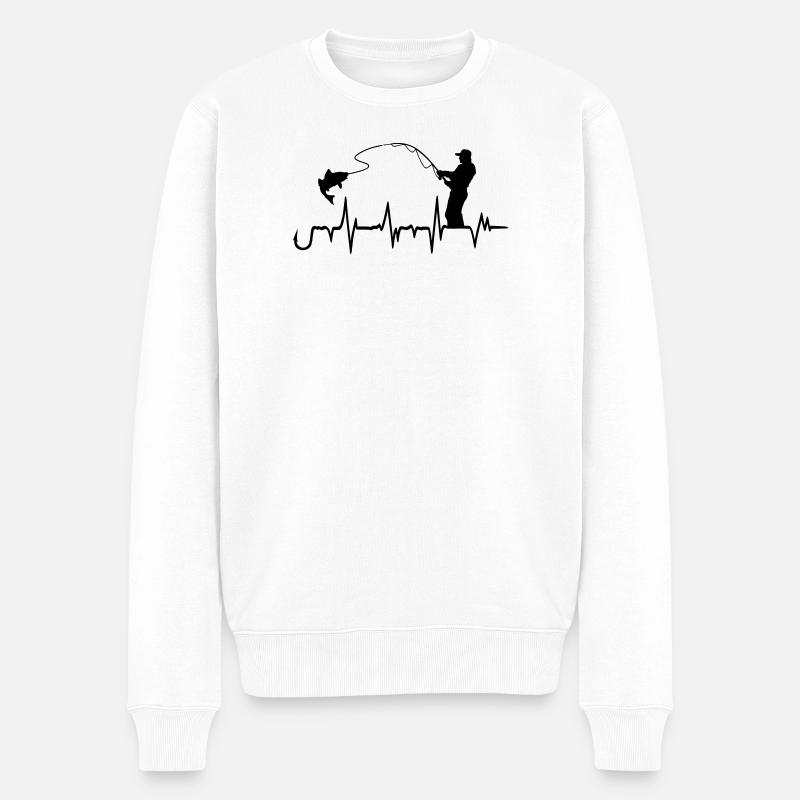 Hameçon de pêche Heartbeat Graphic - Pull Premium bio Homme - blanc