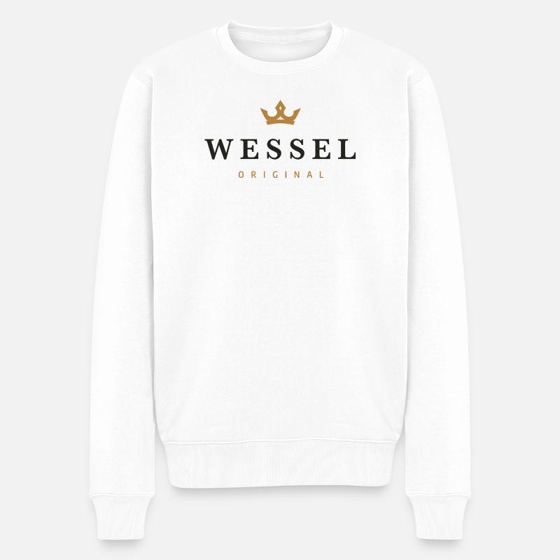 Wessel Original Familienlogo - Männer Premium Bio Pullover - Weiß