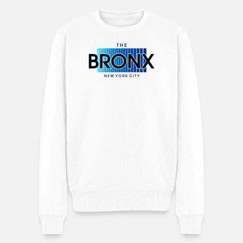 Bronx Skyline Blau Farbverlauf - Männer Premium Bio Pullover - Weiß