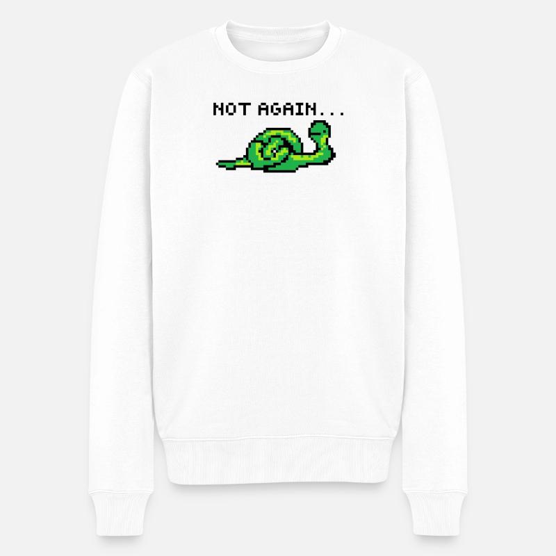 Pixelart Schlange - Männer Premium Bio Pullover - Weiß