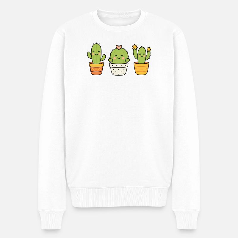 Süßes Kaktus-Trio - Männer Premium Bio Pullover - Weiß
