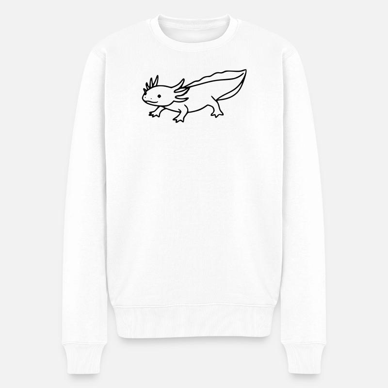 Axolotl Strichzeichnung | Minimalistischer Lurch - Männer Premium Bio Pullover - Weiß