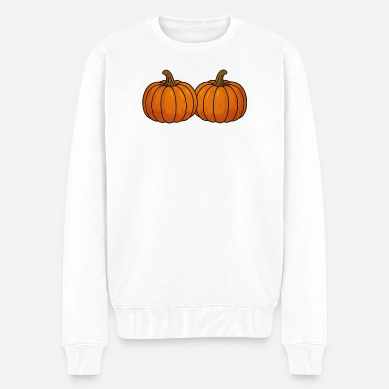 Zwei Kürbisse im Herbstlicht - Männer Premium Bio Pullover - Weiß