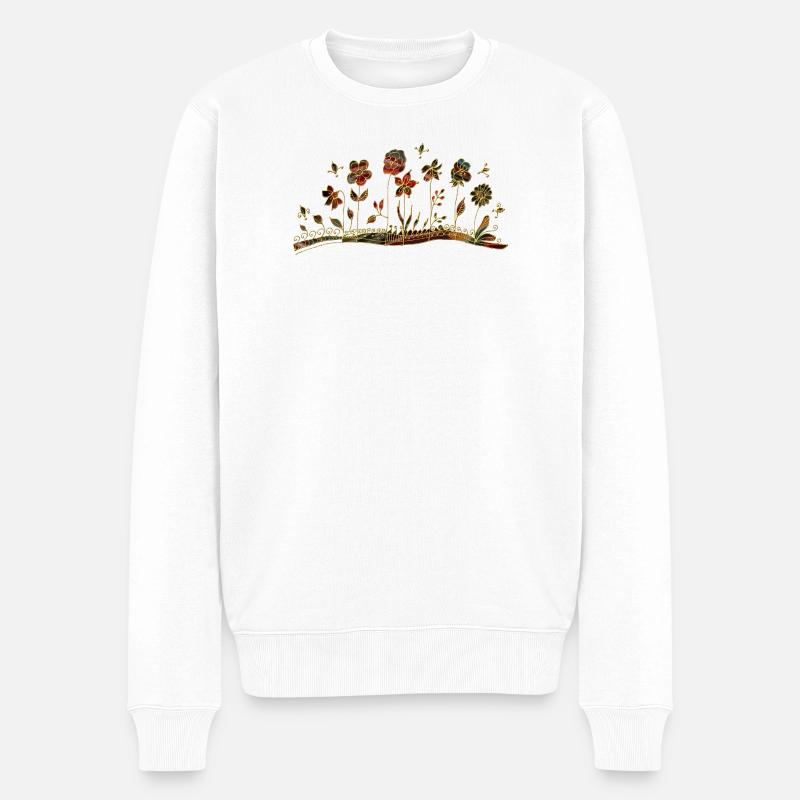 Blumen - Männer Premium Bio Pullover - Weiß