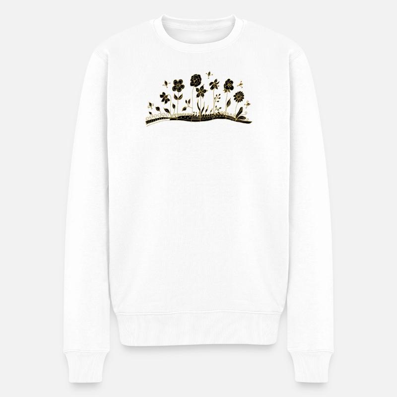 Blumen - Männer Premium Bio Pullover - Weiß