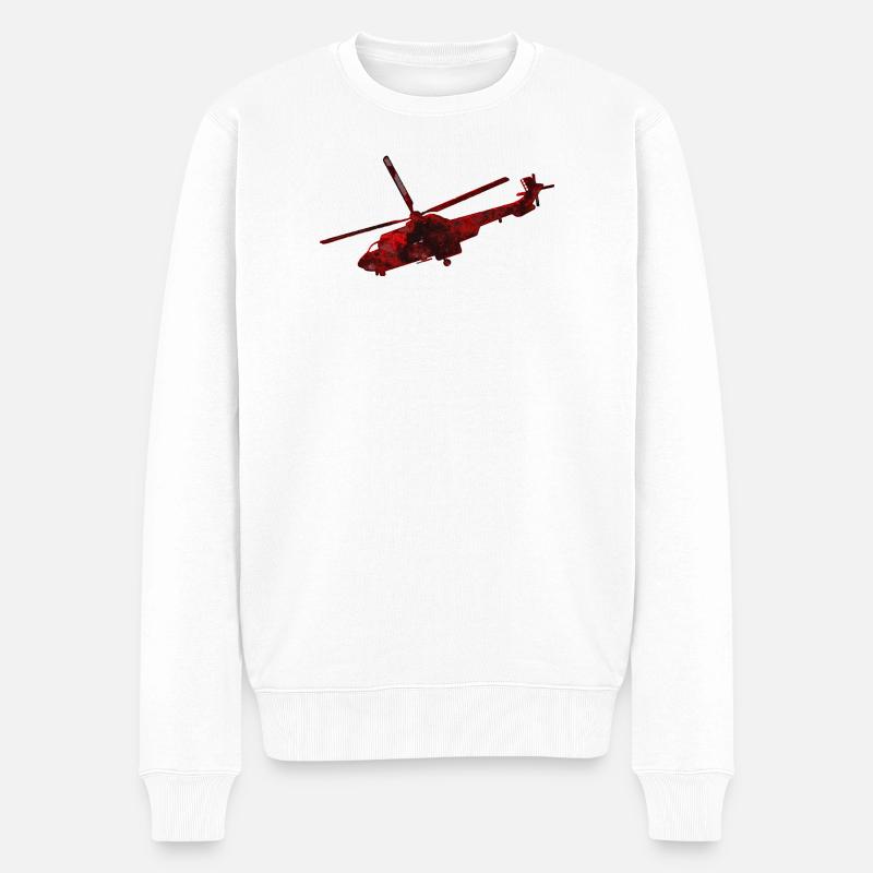 Hubschrauber Heli - Männer Premium Bio Pullover - Weiß