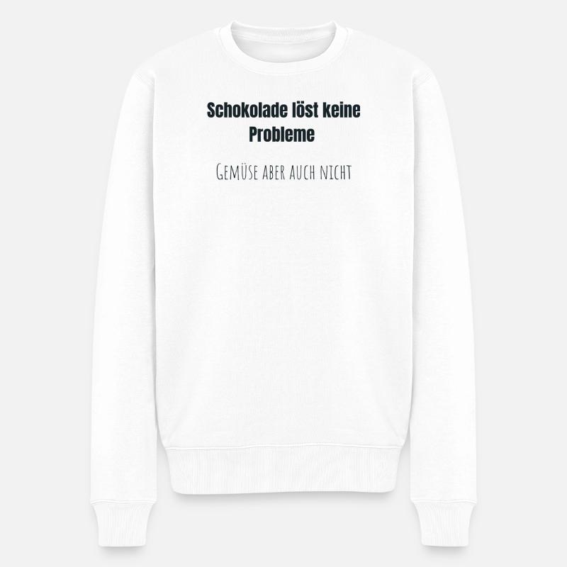 Schoko statt Gemüse - Männer Premium Bio Pullover - Weiß