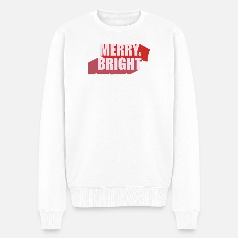 Frohe und helle Retro-Weihnachten - Männer Premium Bio Pullover - Weiß
