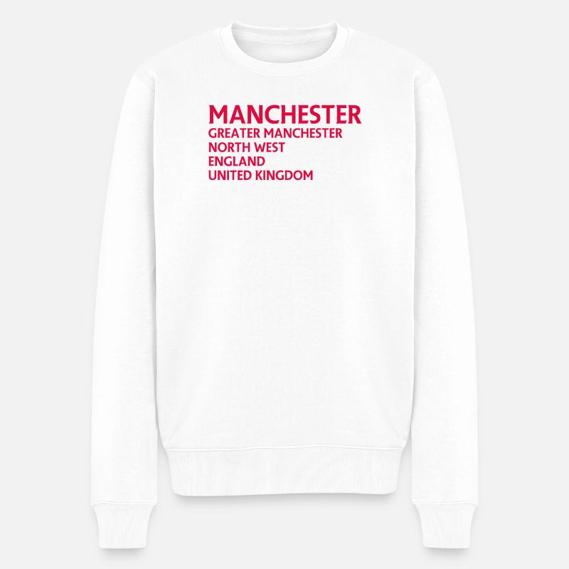 Manchester – England Lyric Design - Männer Premium Bio Pullover - Weiß