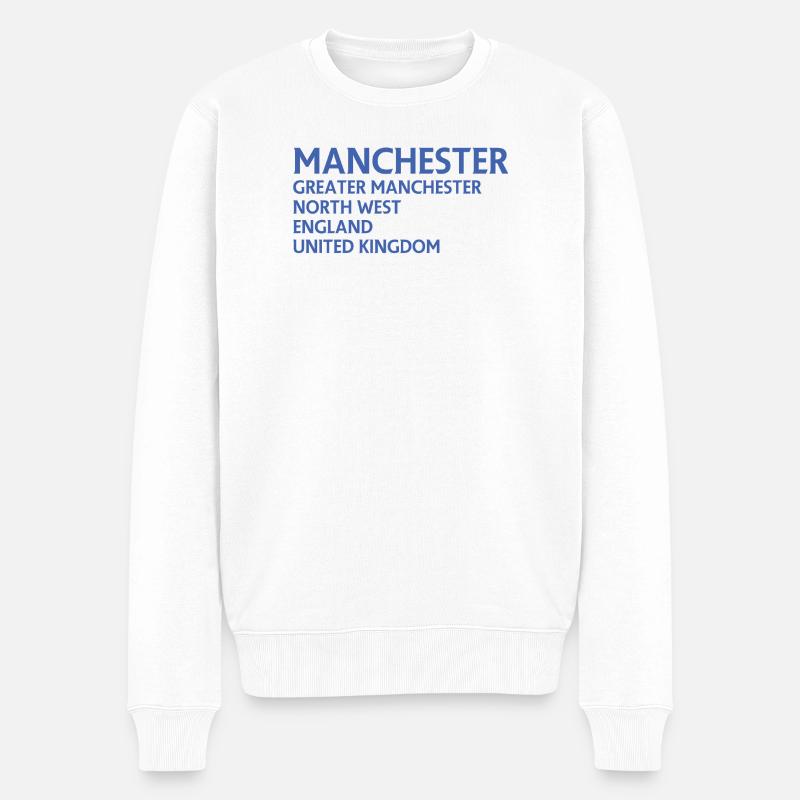 Manchester – England Lyric Design - Männer Premium Bio Pullover - Weiß