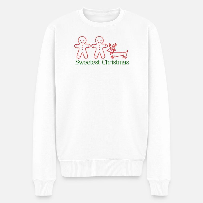 Christmas – Gingerbread & Dackel Duo (Red & Green) - Männer Premium Bio Pullover - Weiß