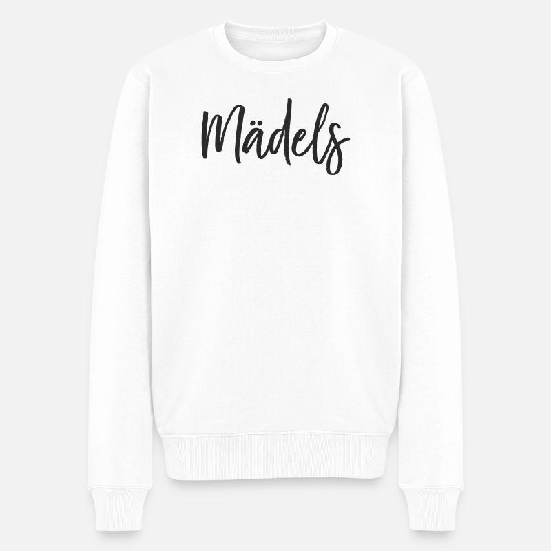 Mädels Handlettering Design - Männer Premium Bio Pullover - Weiß