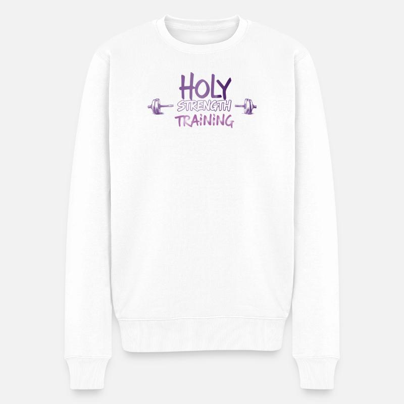 Holy Strength Training Christian Design d’entraînement - Pull Premium bio Homme - blanc