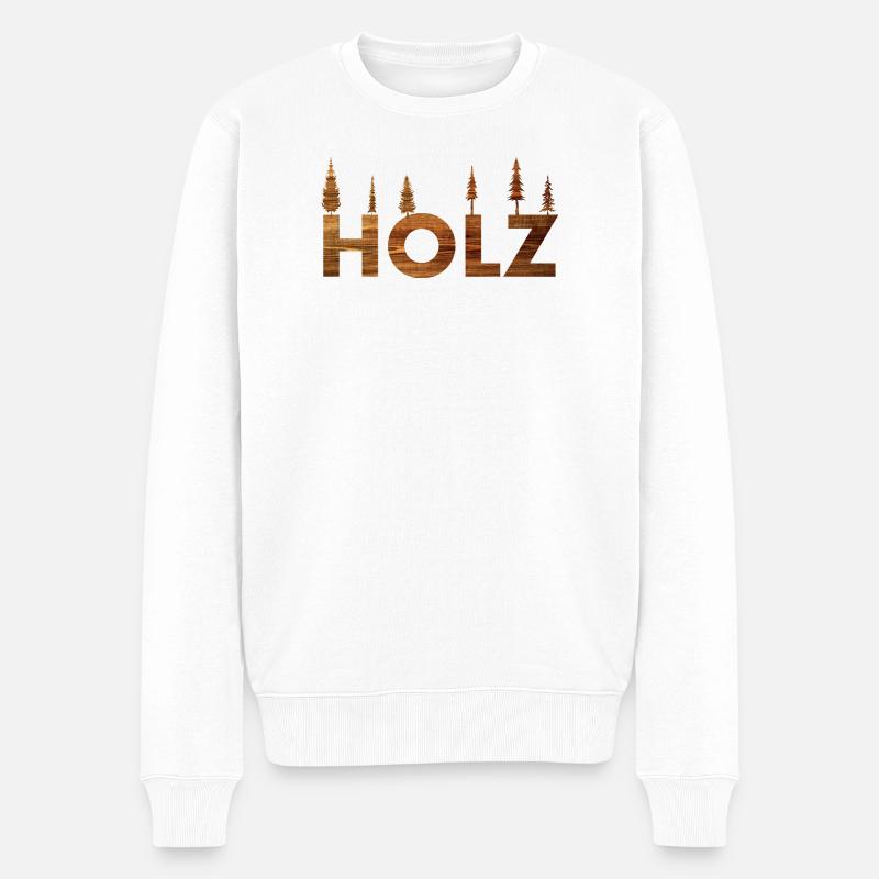 Holz Baum Holzfäller - Männer Premium Bio Pullover - Weiß