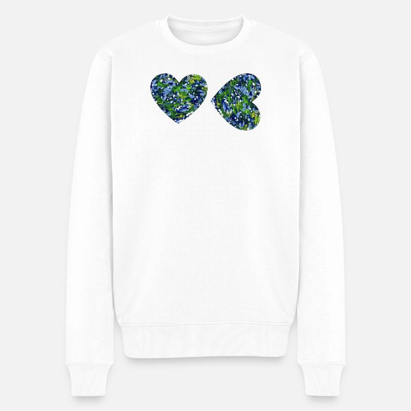 2 Heart Art - Männer Premium Bio Pullover - Weiß