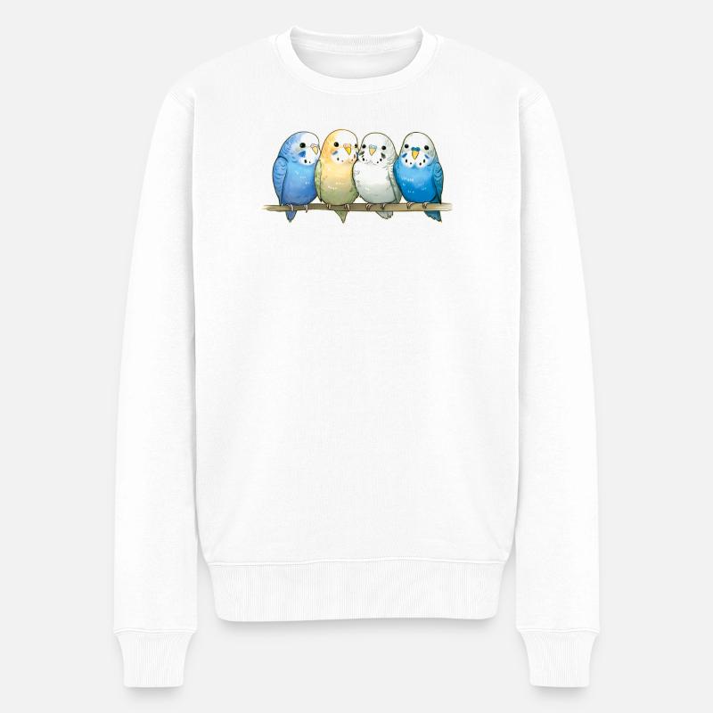 Wellensittiche - Männer Premium Bio Pullover - Weiß