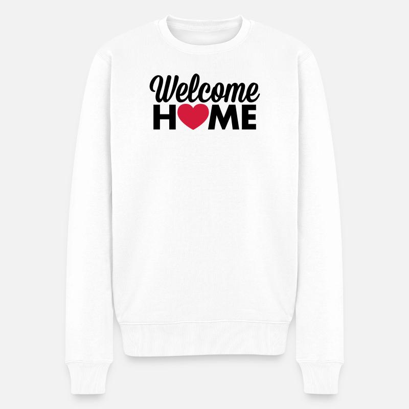 Willkommen zu Hause Herz - Männer Premium Bio Pullover - Weiß