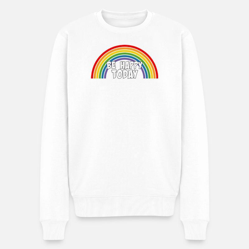 Arc-en-ciel soyez heureux aujourd’hui blanc - Pull Premium bio Homme - blanc