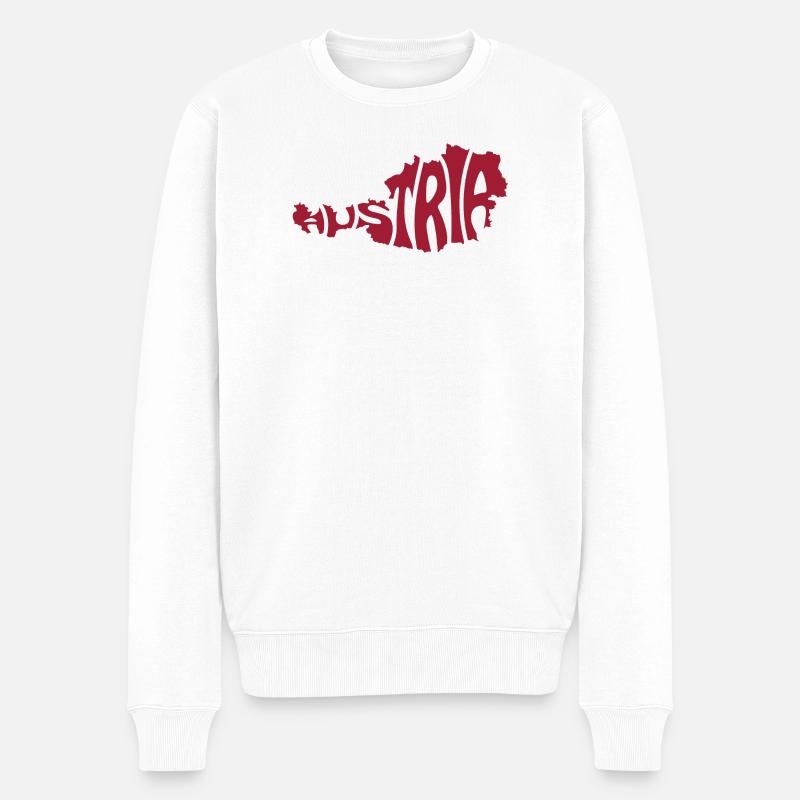 Österreich Karte Typografie - Männer Premium Bio Pullover - Weiß