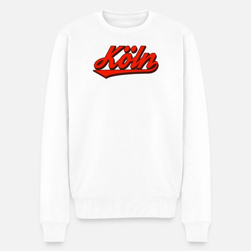 Logo rétro Script de Cologne Rouge - Pull Premium bio Homme - blanc