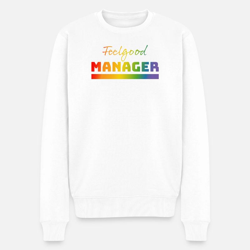 Tshirt Feelgood Manager rainbow - Männer Premium Bio Pullover - Weiß