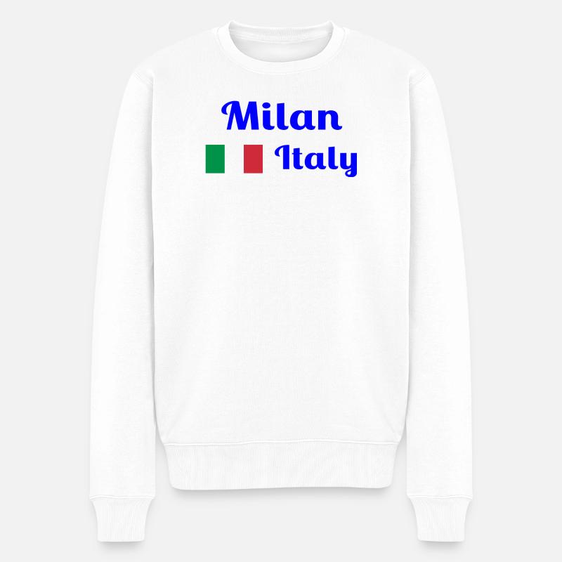 Mailand, Italien - Stilvolle Drucke - Männer Premium Bio Pullover - Weiß