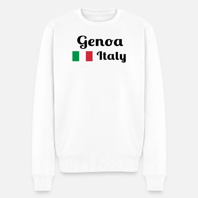 Genoa Italia - Stilvolle Drucke - Männer Premium Bio Pullover - Weiß