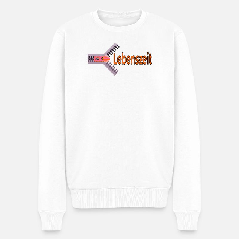 LEBENSZEIT ZEIT LEBEN - Männer Premium Bio Pullover - Weiß
