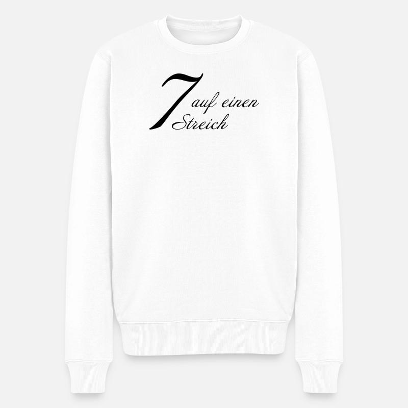 Sieben auf einen Streich - Männer Premium Bio Pullover - Weiß